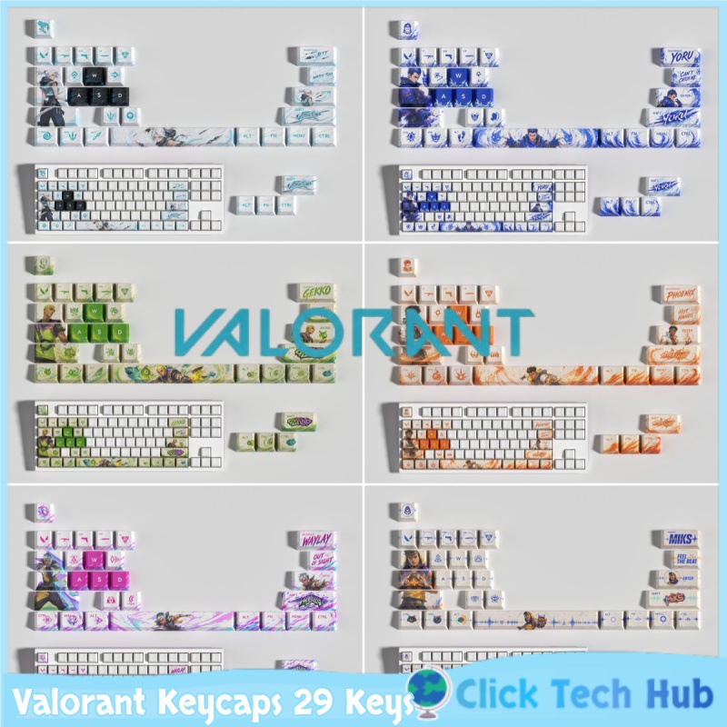 Keycap Artisan Anime - Valorant Keycaps 29 Keys Pbt Anime