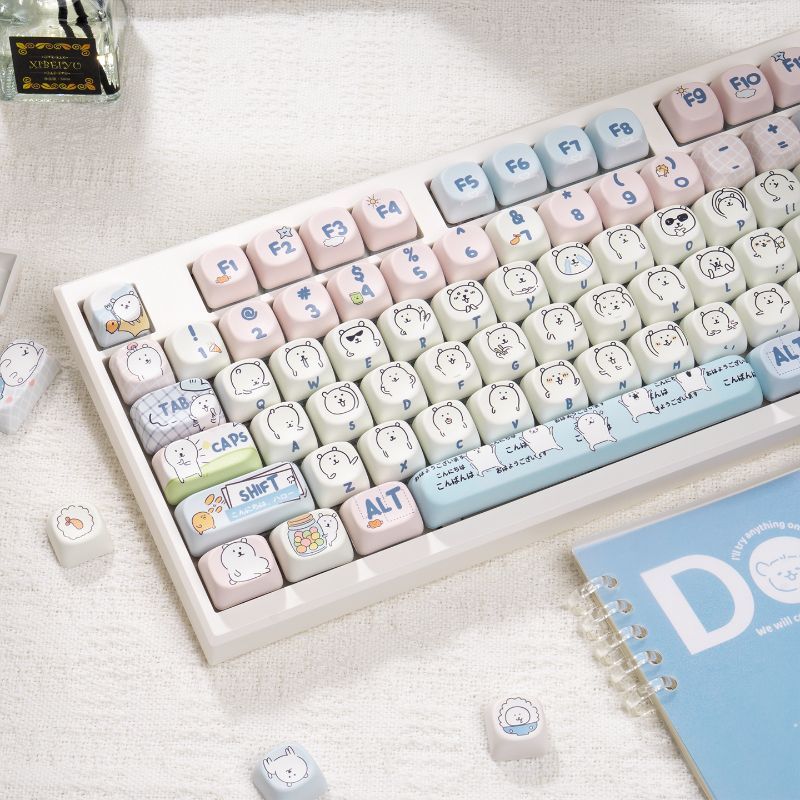 Cute Girly MOA Joke Bear PBT D - đánh giá và giá Keycap Artisan Anime