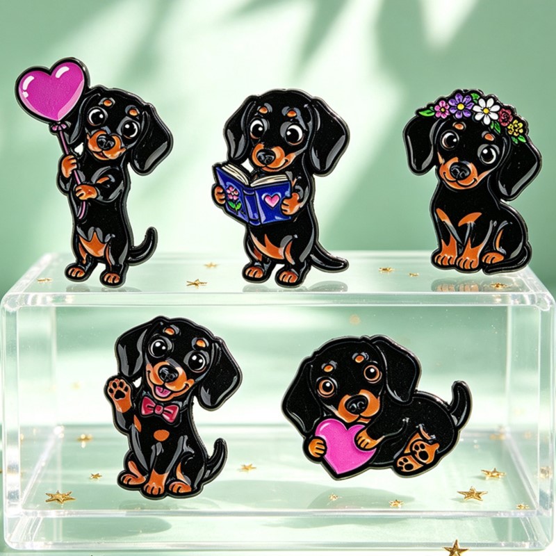 5pcs Cute Dachshund Enamel Pin - đánh giá và giá Enamel Pin Set