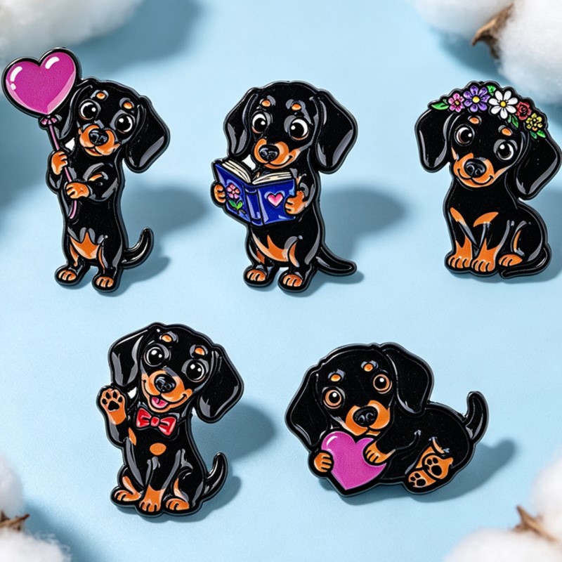 5pcs Cute Dachshund Enamel Pin - đánh giá và giá Enamel Pin Set